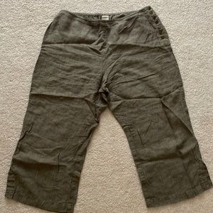 J. Jill Khaki Button-Accent Cropped Pants